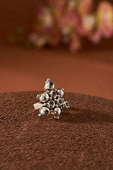 White Finish Amethyst Ring In Sterling Silver