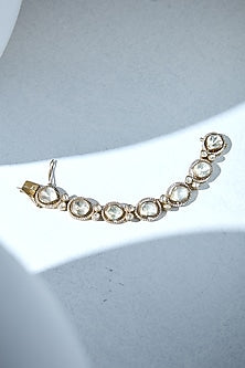 Gold Plated Round-Cut Moissanite Stone Bracelet In Sterling Silver