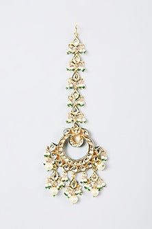 Gold Finish Kundan Polki & Pearl Drops Necklace Set