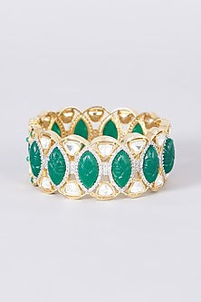 Gold Finish Kundan Polki & Zircon Bangle