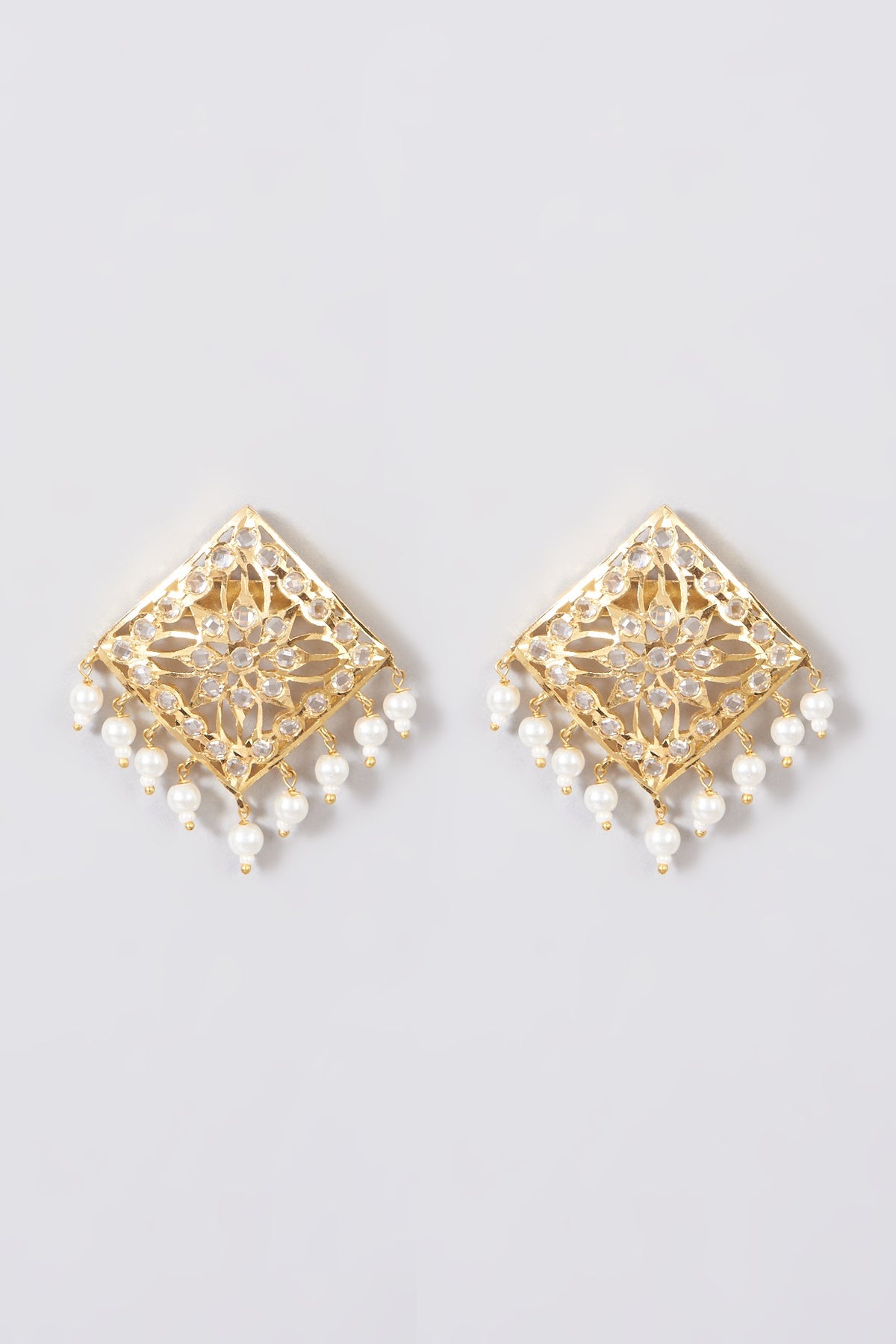 Gold Finish Kundan Polki & Pearl Choker Necklace Set