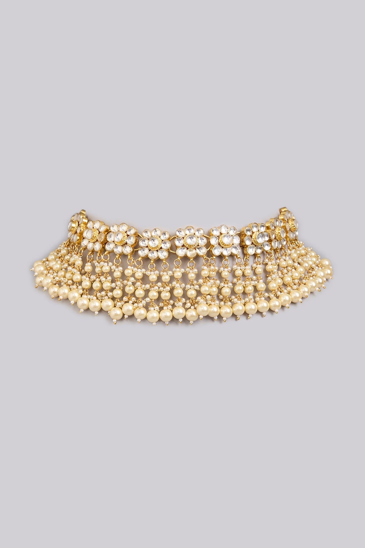 Gold Finish Beaded Choker Necklace