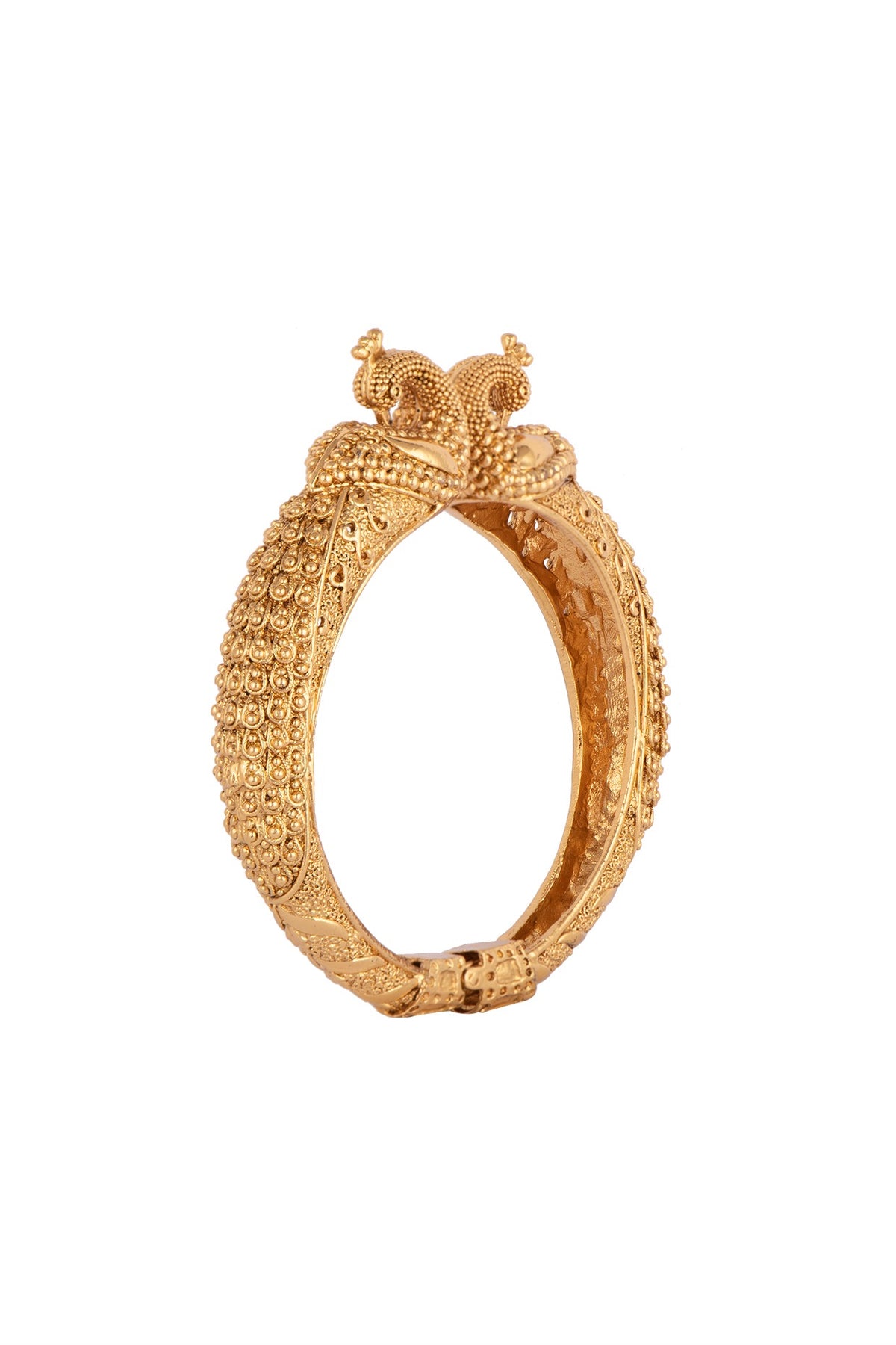 Gold Finish Peacock Bangles (Set of 2)