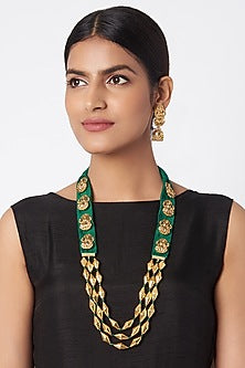 Gold Finish Temple Mala Set