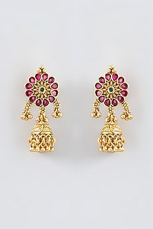 Gold Finish Kundan Polki & Pearl Temple Mala Set