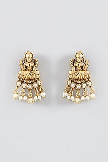 Gold Finish Kundan Polki Temple Long Necklace Set