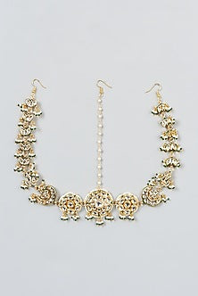 Gold Finish Kundan Polki Mathapatti