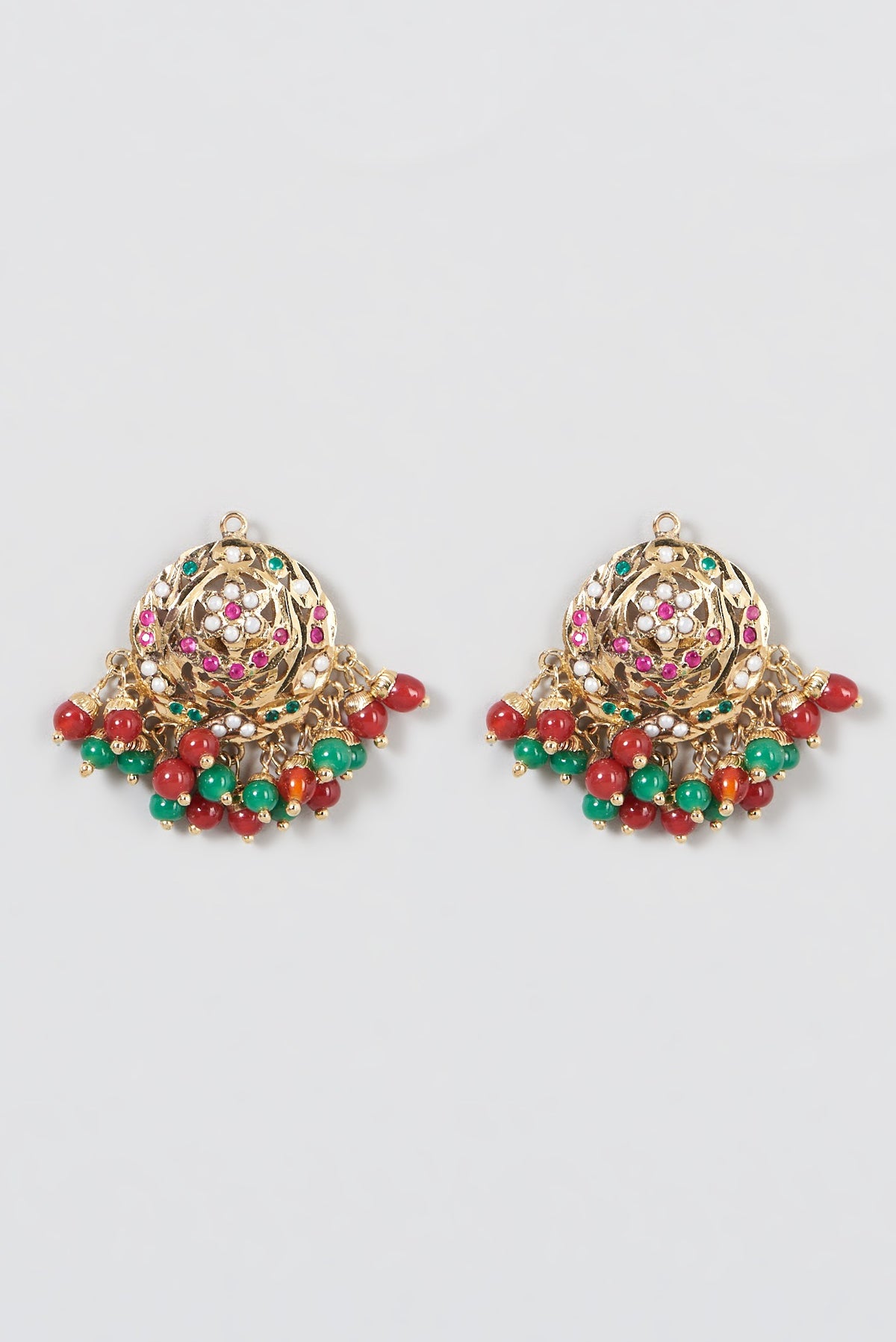 Gold Finish Pearl & Kundan Polki Choker Necklace Set