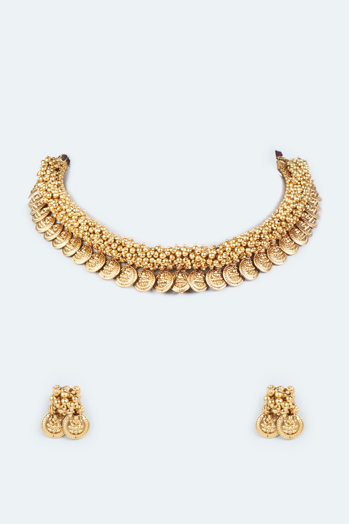 Gold Finish Ruby Stone Necklace Set