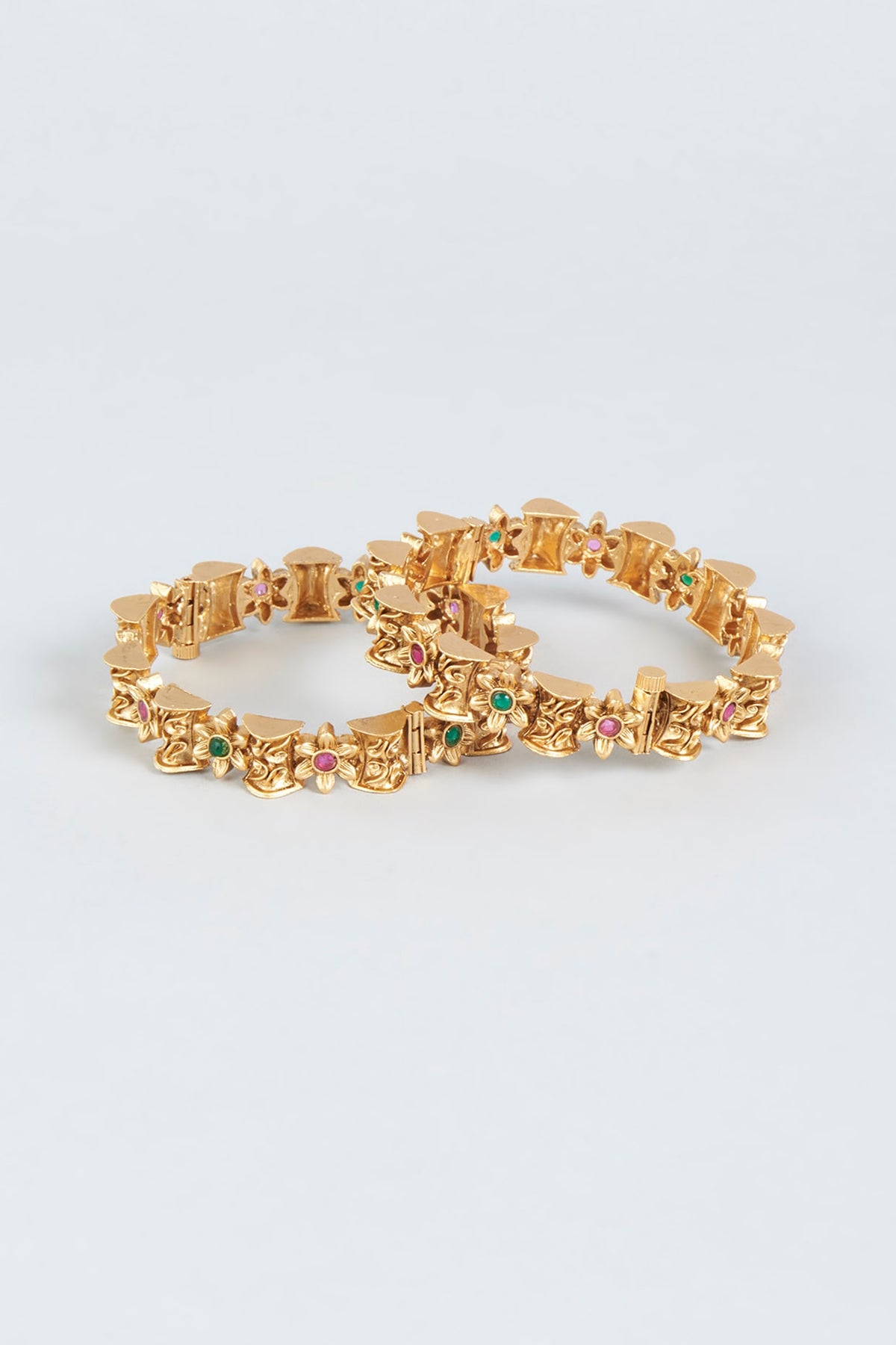 Gold Finish Openable Bangles (Set of 2)