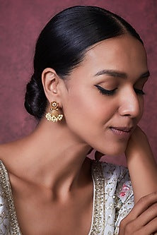 Gold Finish Temple Jhumka Earrings