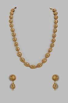 Gold Finish Temple Mala Set