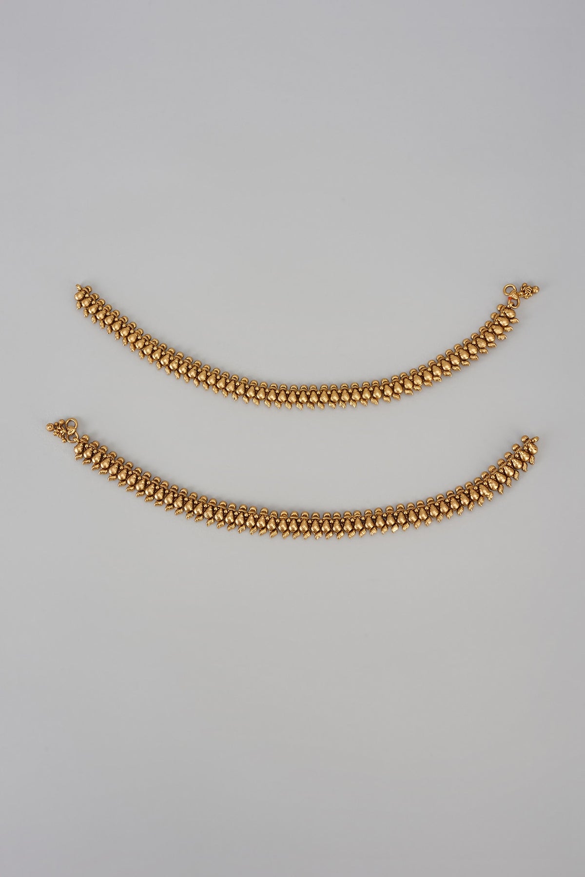 Gold Finish Kundan Polki Temple Payals (Set Of 2)