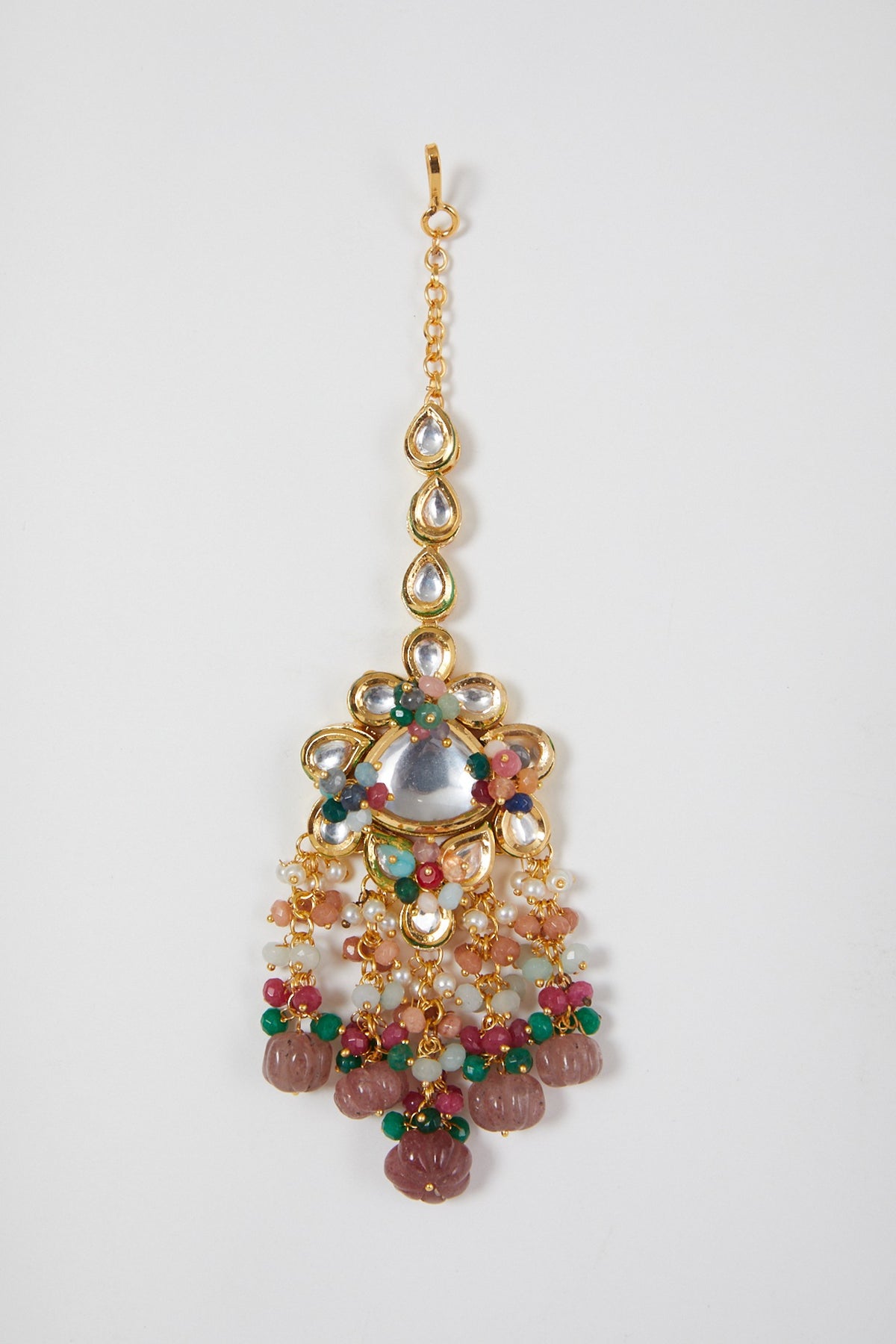 Gold Finish Kundan Polki & Beaded Necklace Set