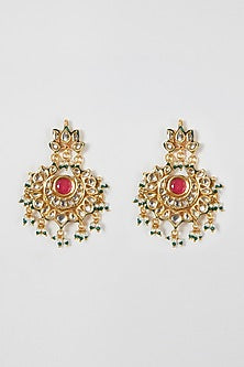 Gold Finish Kundan Polki & Navratna Stone Necklace Set