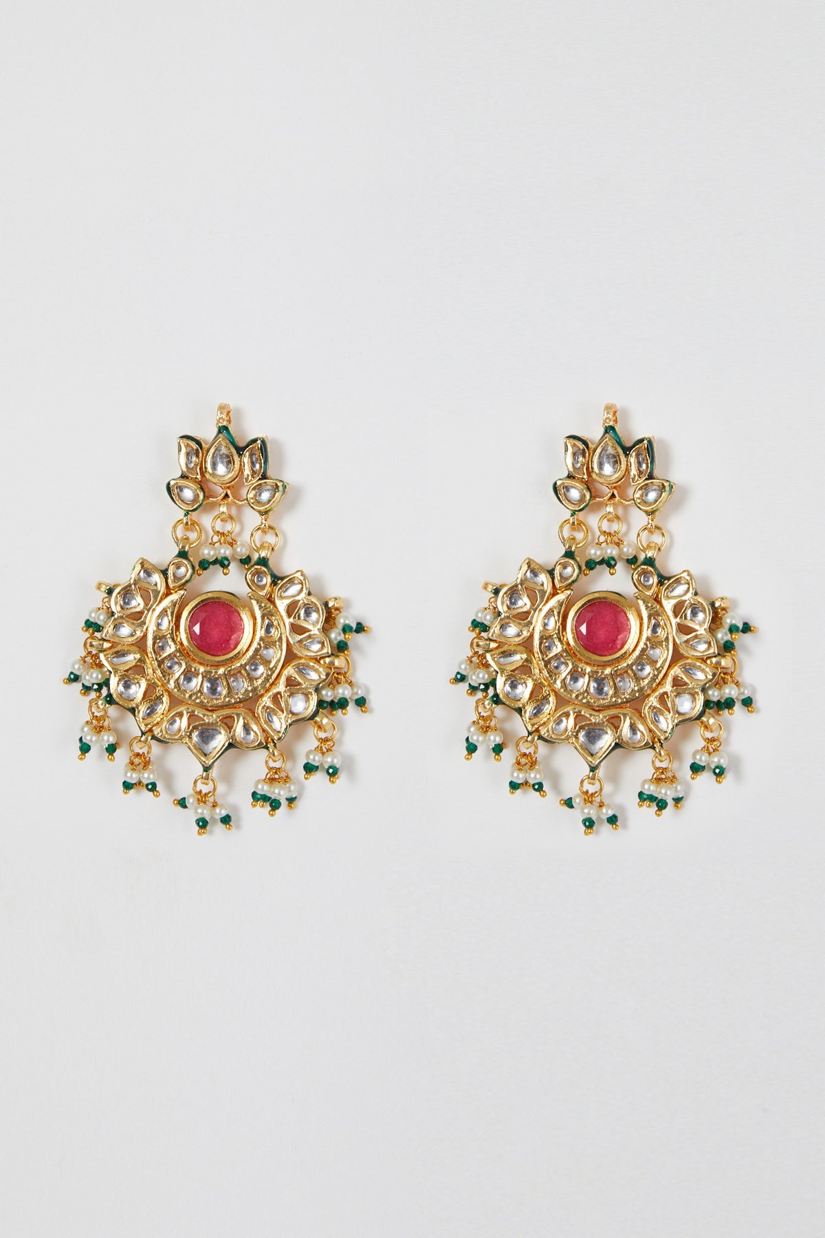 Gold Finish Kundan Polki & Navratna Stone Necklace Set