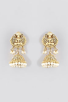 Gold Finish Pearl Temple Necklace Set