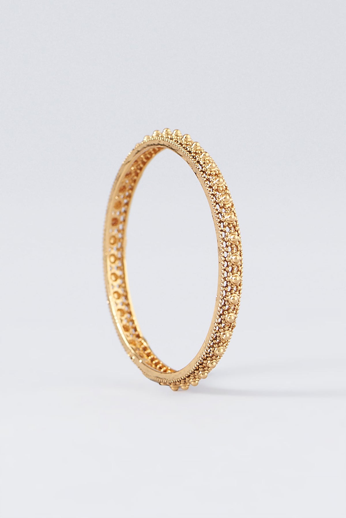 Gold Finish Temple Bangles (Set Of 4)