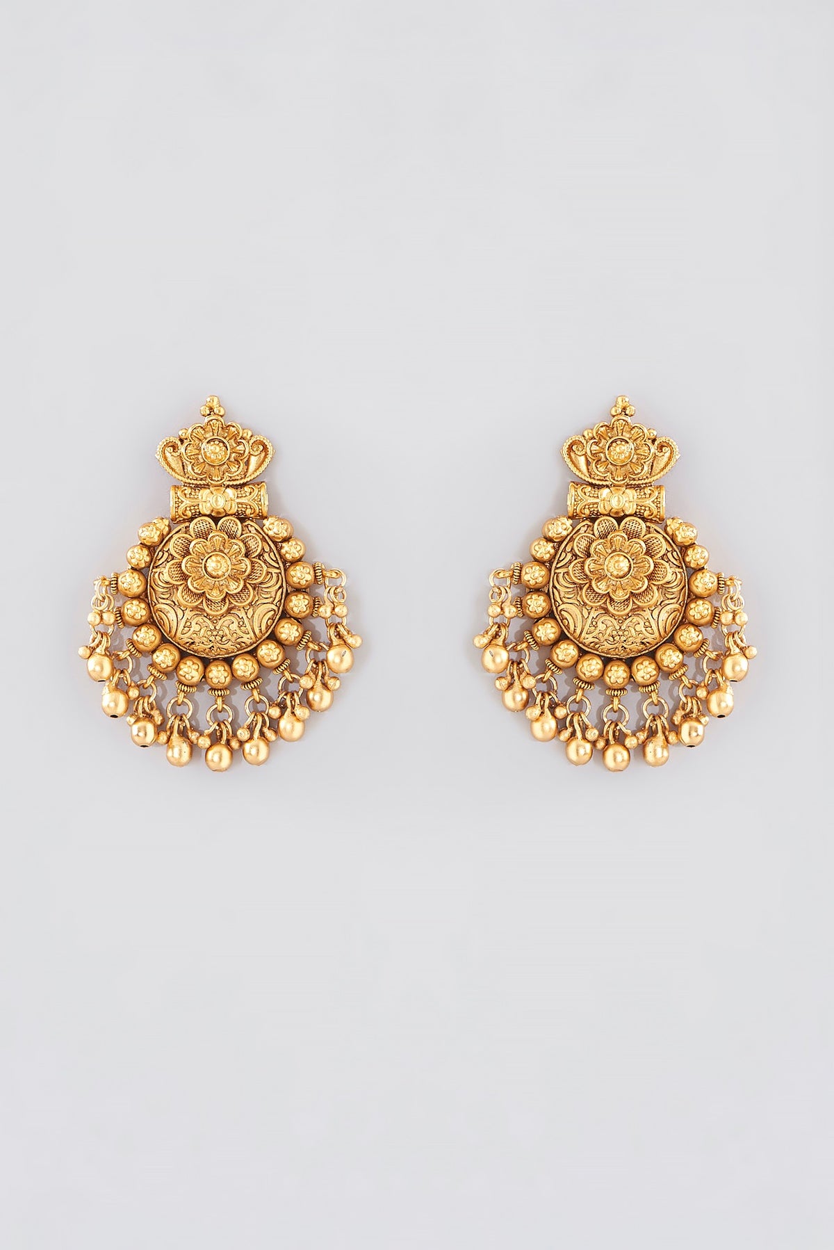 Gold Finish Kundan Polki Temple Necklace Set