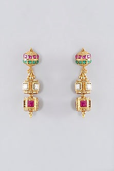 Gold Finish Kundan Polki Temple Mala Set