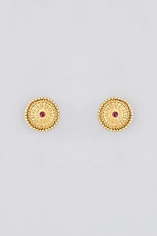 Gold Finish Ruby Temple long Necklace Set