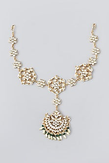 Gold Finish Kundan Polki & Pearl Mathapatti