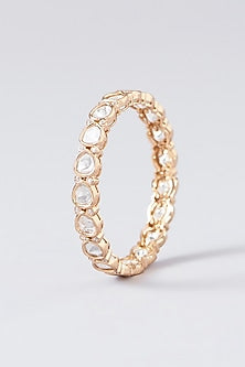 Gold Finish Kundan Polki Bangles (Set Of 2)