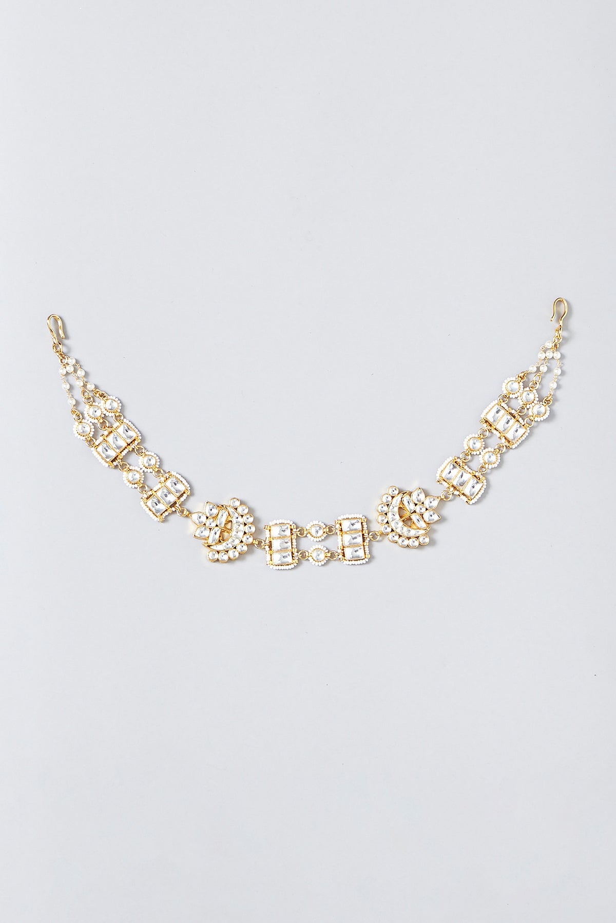 Gold Finish Kundan Polki Sheeshphool