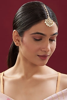Gold Finish Kundan Polki Maang Tikka