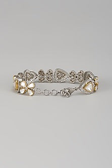 Gold Finish Kundan Polki Bracelet