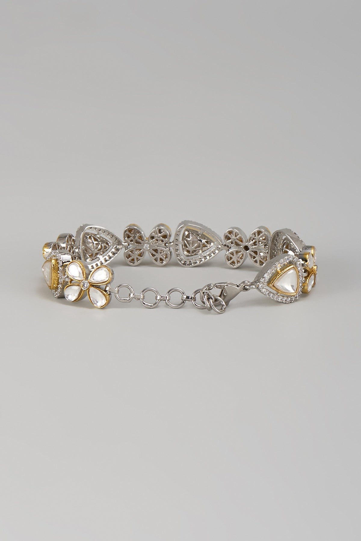 Gold Finish Kundan Polki Bracelet