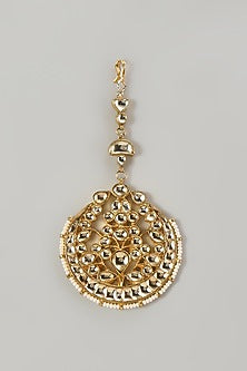 Gold Finish Kundan Polki Maangtikka