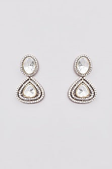 Black Rhodium Finish Kundan Polki & Pearl Choker Necklace Set