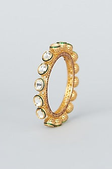 Gold Finish Kundan Polki Bangle