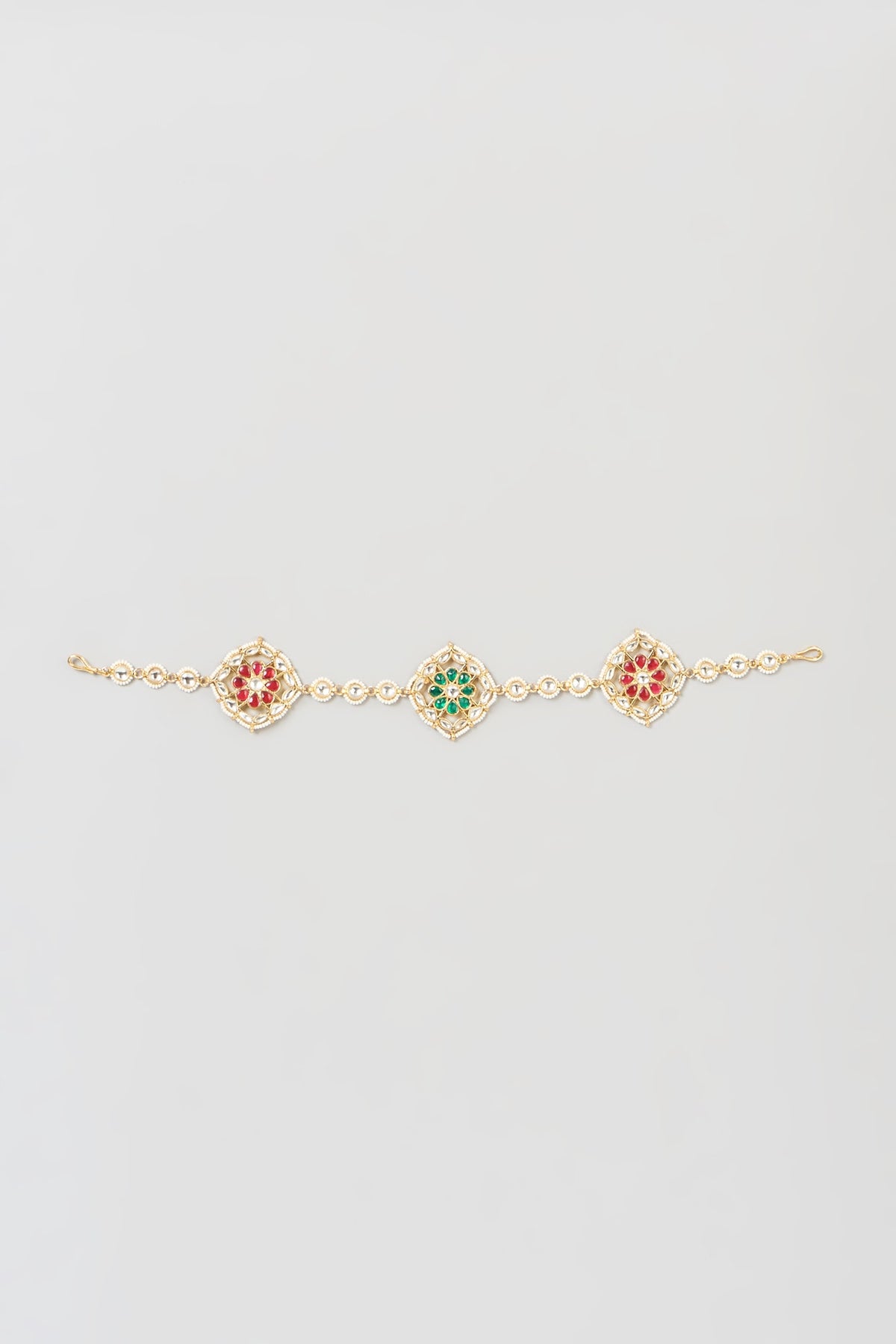 Gold Finish Pachi Kundan Polki Sheeshphool