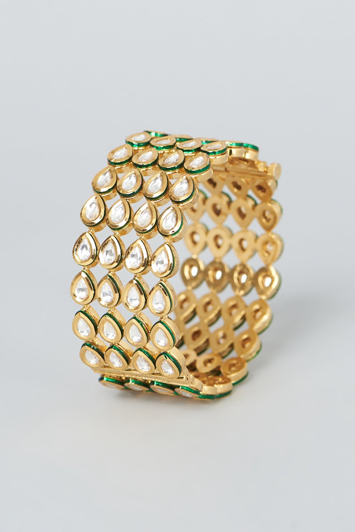 Gold Finish Kundan Polki Bangle