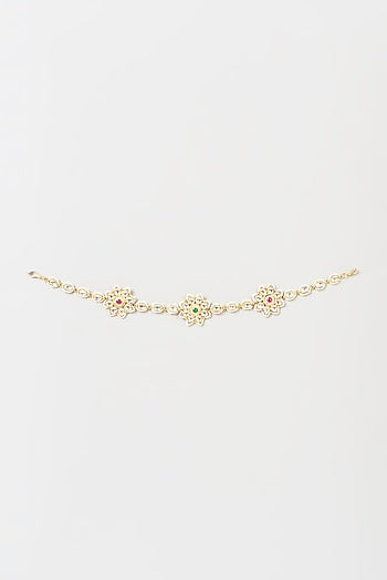 Gold Finish Pachi Kundan Polki Sheeshphool