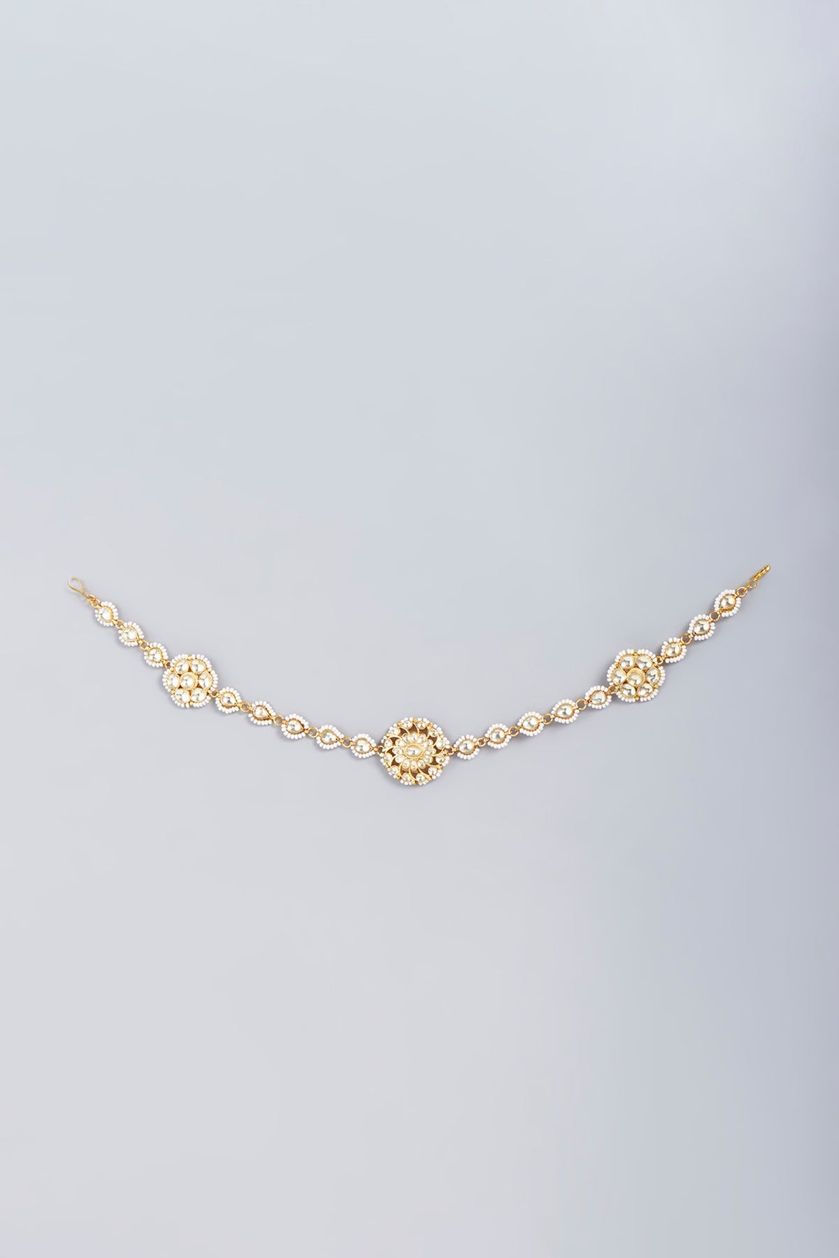 Gold Finish Kundan Polki Sheeshphool