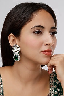 Two Tone Finish Zircon & Kundan Polki Dangler Earrings