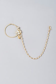 Gold Finish Kundan Polki & Pearl Nath