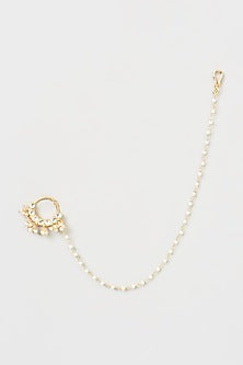 Gold Finish Pachi Kundan Polki Nose Ring