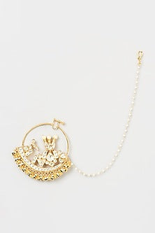 Gold Finish Pachi Kundan Polki Nose Ring