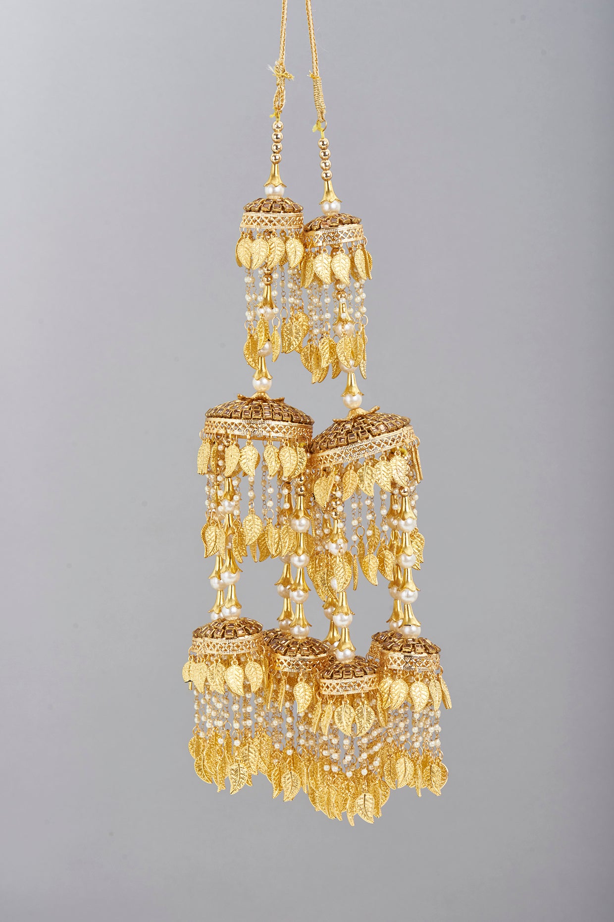 Gold Finish Pearl Kaleeras (Set of 2)