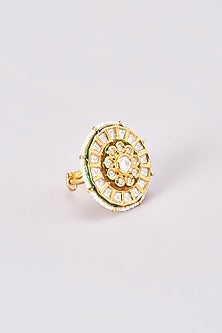 Gold Finish Kundan Polki Ring