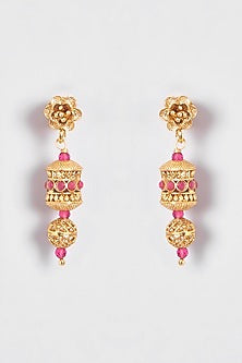 Gold Finish Kundan Polki Temple Mala Set