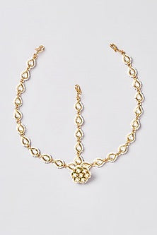 Gold Finish Kundan Polki Mathapatti