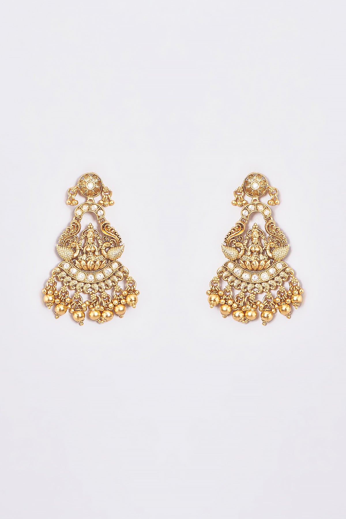 Gold Finish Kundan Polki Temple Necklace Set