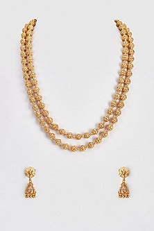 Gold Finish Temple Layered Mala Set