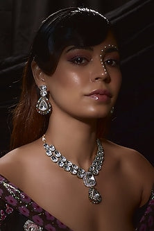 Gold Finish Kundan Polki Necklace Set