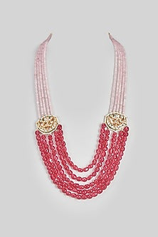 Gold Finish Kundan Polki Choker & Long Necklace Set